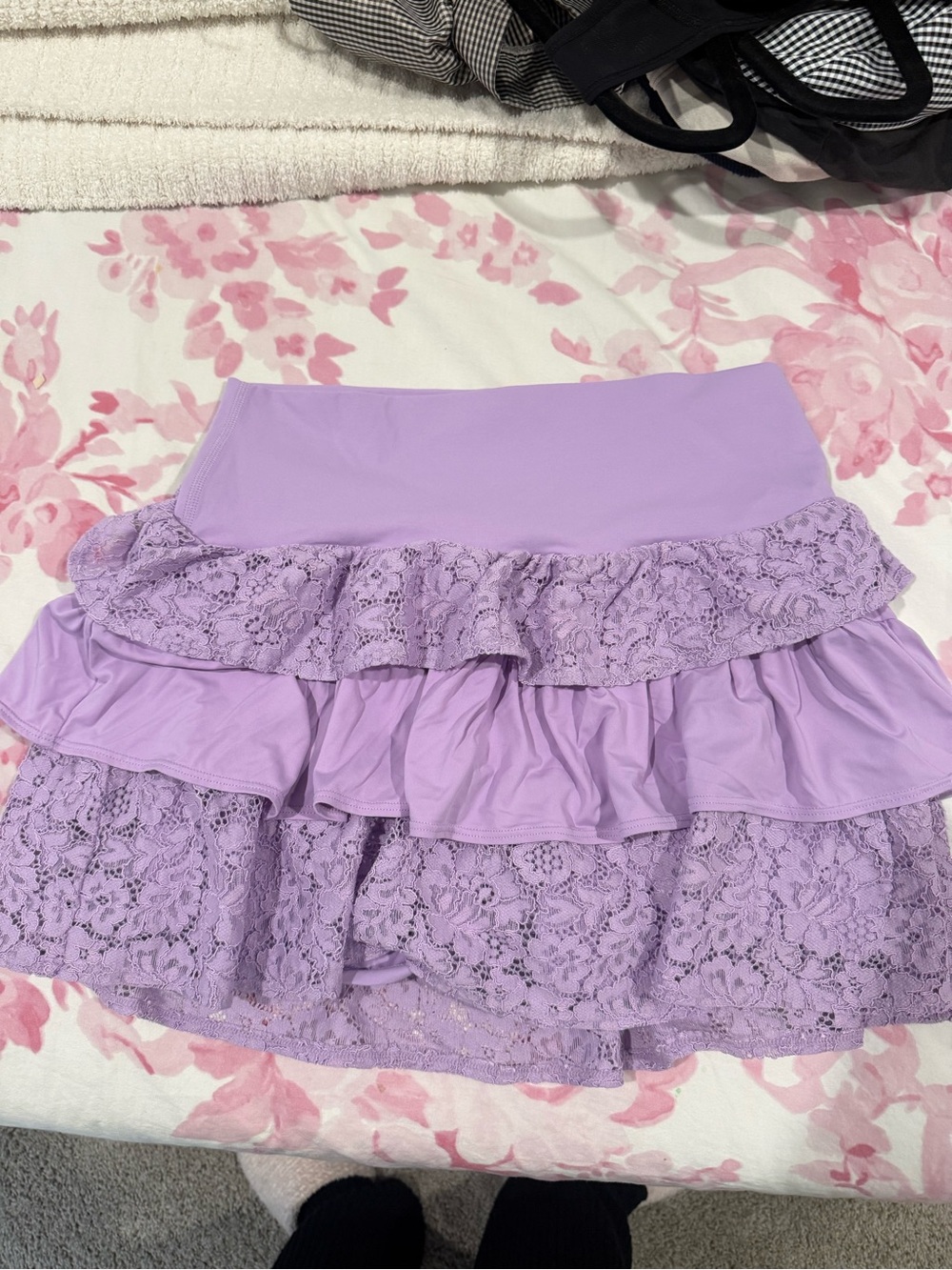 JoyLab Lavender Layered Lace Ruffle Skirt